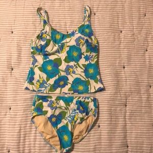 Lands end tankini.  Blue floral